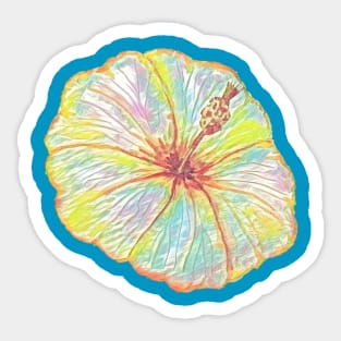 Hibiscus Tropical Flower Artistic Watercolor Sticker